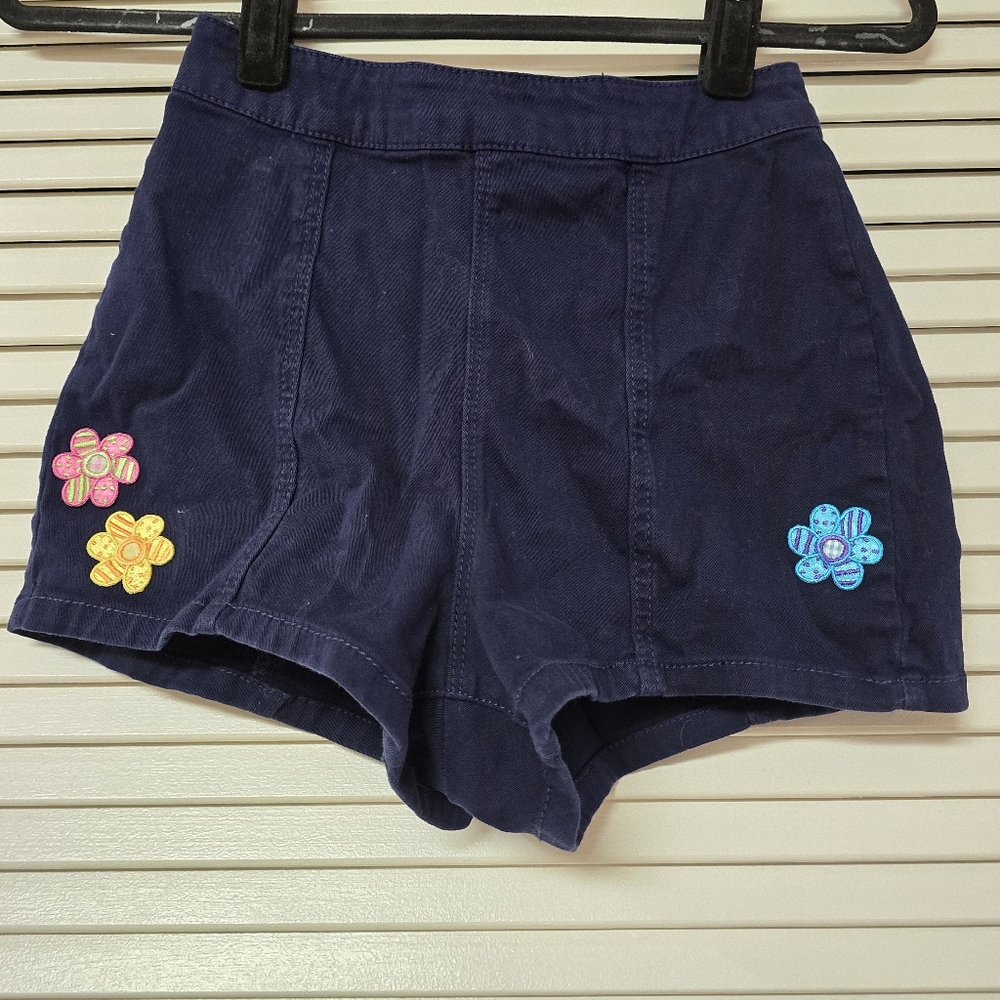 Forever 21 - Navy Floral Patch Shorts With Back Zipper